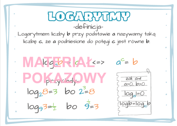 Logarytm - definicja (notatka + karta pracy + odpowiedzi)