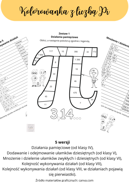 Matematyczna kolorowanka z liczbą Pi - Dzień Matematyki/Dzień liczby Pi