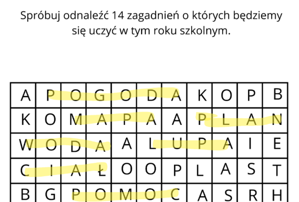 Wykreślanka - o czym będziemy uczyć się klasie 4