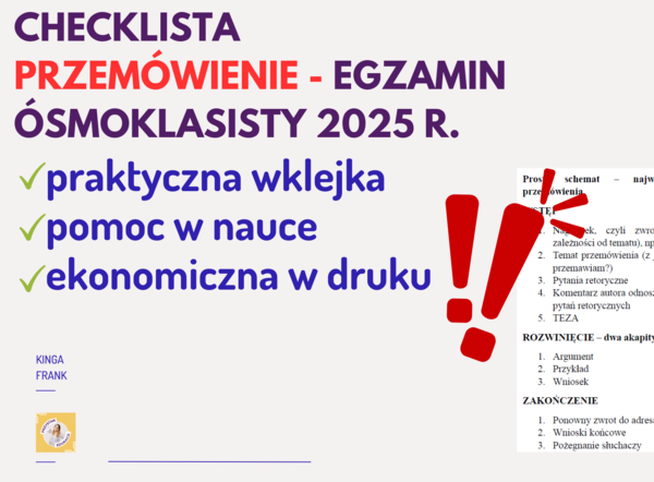PRZEMÓWIENIE - wklejka, checklista, SCHEMAT KROK PO KROKU! 📢 #egzaminósmoklasisty