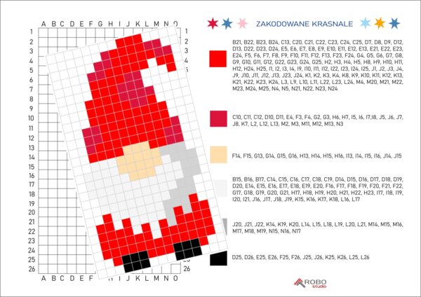 Kodowanka Krasnal 4, święta, mikołajki, Boże Narodzenie, zima, kodowanie, pixel art, ukryty obrazek, gnom