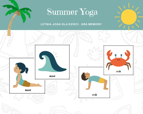 Summer Yoga for Kids - Memory Game - Letnia Joga dla dzieci - Gra - Karty Edukacyjne - ruch - 2 wersje językowe - angielski - polski