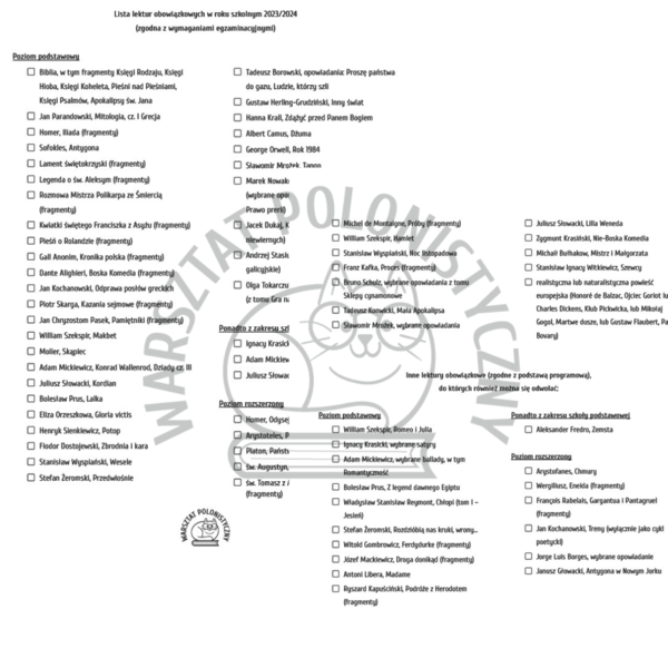 Matura 2024 - checklista lekturowa