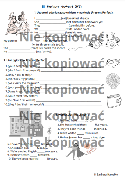 Karta pracy - czas Present Perfect (A2)