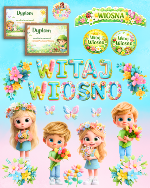 🌸 PASTELOWA DEKORACJA „WITAJ WIOSNO” – MEGA PAKIET 🌸