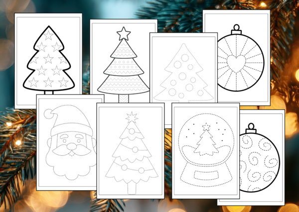 🎄 Boże Narodzenie – zima - Rysowanie po śladzie - 43 karty - świetlica - biblioteka