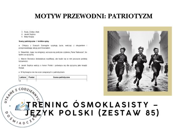 Trening ósmoklasisty – język polski (zestaw 85). Motyw przewodni: PATRIOTYZM