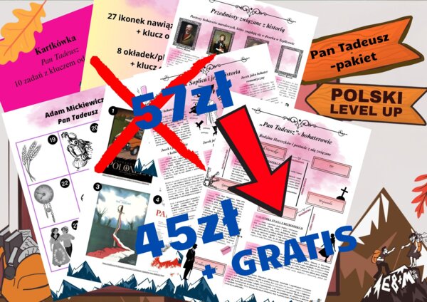 Pan Tadeusz_pakiet 3 elementów+Gratis_Polski Level Up