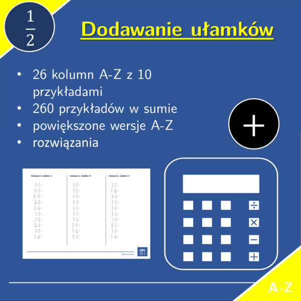 Dodawanie ułamków | matematyka | 26 kolumn