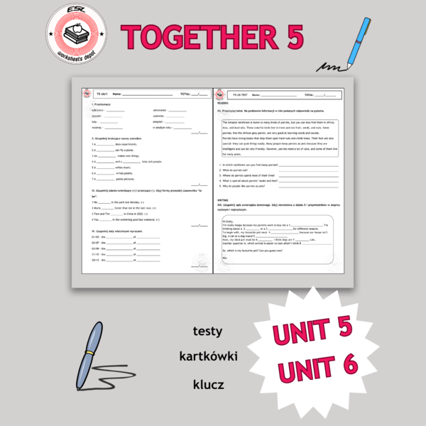 Together 5 – testy i kartkówki do podręcznika działy 5 i 6