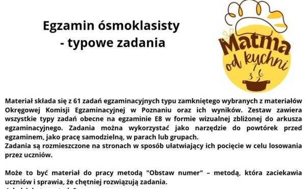 Egzamin ósmoklasisty  - typowe zadania