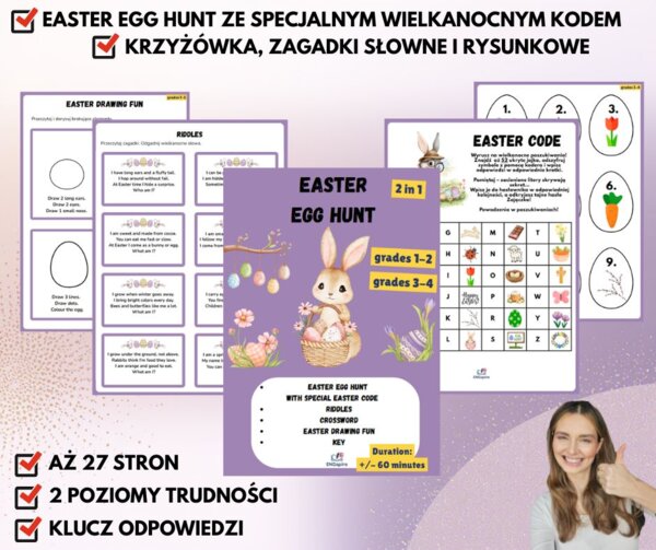 Easter Mega Pack 4w1 – materiały na angielski A1–B2+ | speaking, gry, escape room, lekcje wielkanocne