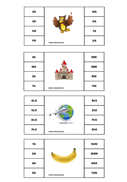 Klamerkowe sylaby- nauka czytania