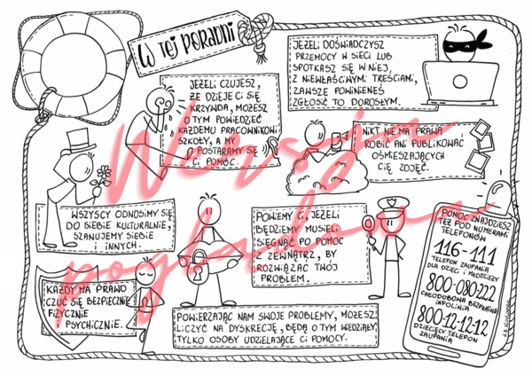 Polityka oraz procedury ochrony dzieci przed krzywdzeniem -wizualna wersja skrócona dla dzieci do kolorowania - poradnia