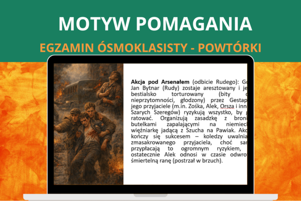 Motyw pomagania – prezentacja | język polski, motywy literackie, przykłady, rozprawka, egzamin ósmoklasisty, klasa 7–8