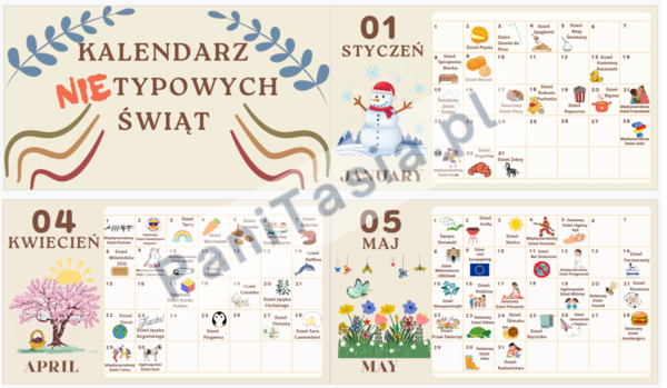 Kalendarz Świąt Nietypowych - uniwersalny ! na każdy rok !