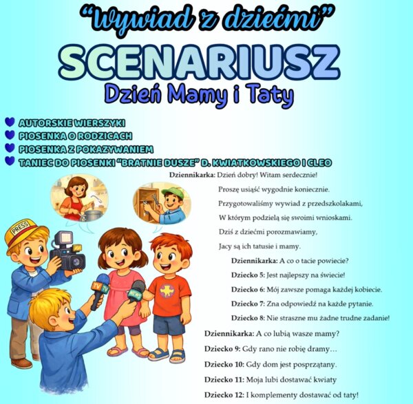 Scenariusz na Dzień Mamy i Taty "Wywiad z dziećmi"