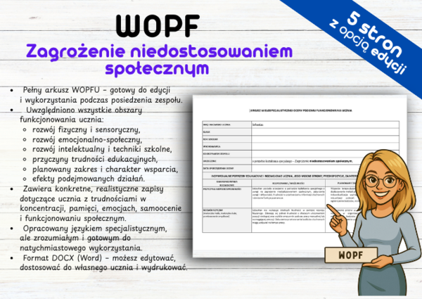 Wielospecjalistyczna Ocena Poziomu Funkcjonowania ucznia WOPF zagrożenie niedostosowaniem społecznym
