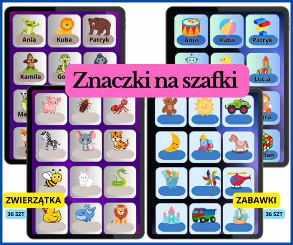 Znaczki na szafki do żłobka i przedszkola.