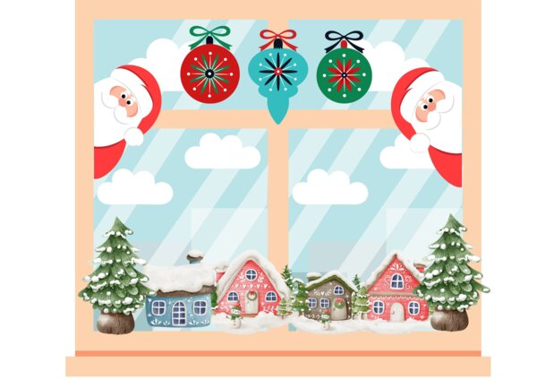 Świąteczna dwustronna dekoracja na okno, gazetka szkolna