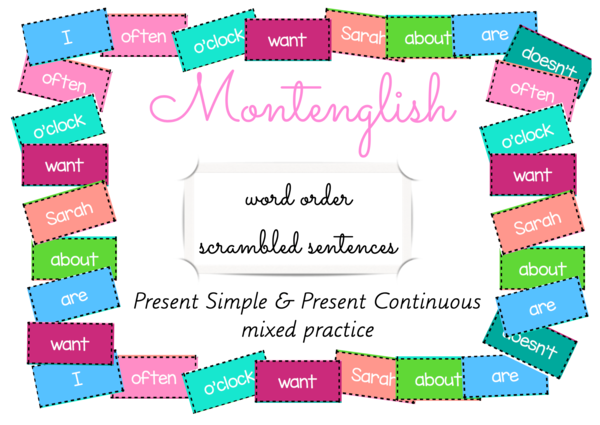 Rozsypanki wyrazowe Scrambled Sentences: Present Simple vs Present Continuous