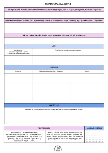 Rozprawkowa baza danych / szkoła podstawowa