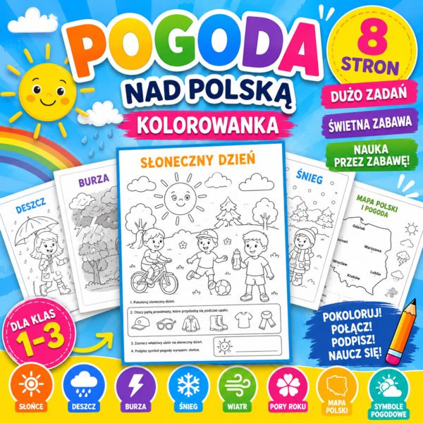 Pogoda nad Polską – kolorowanka