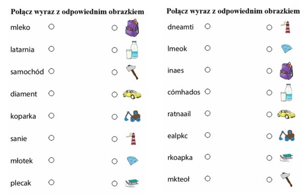 Dobierz wyraz do obrazka.