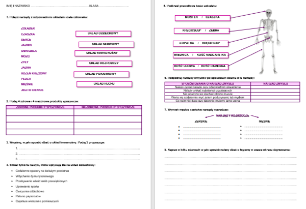 CIAŁO CZŁOWIEKA - SPRAWDZIAN
