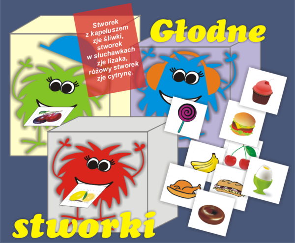 Głodne stworki - zadania dla przedszkolaków - Zestaw do rozwoju słownictwa