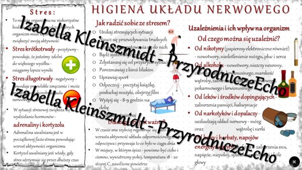 Sketchnotka - notatka „Higiena i choroby układu nerwowego” wykonana w power point do edycji. Biologia 7; „Regulacja nerwowo-hormonalna”