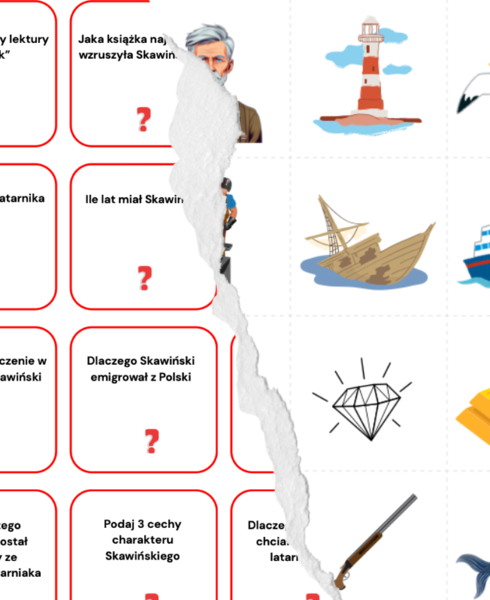 Zestaw Latarnik elementy graficzne + kartki z pytaniami