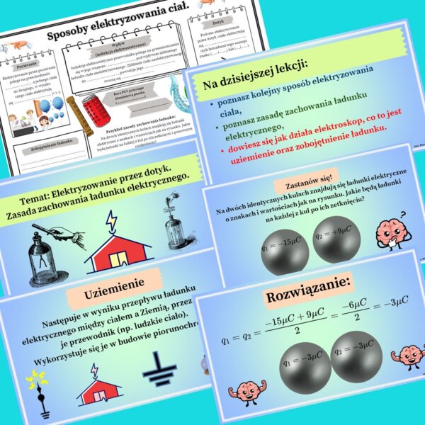 Temat: Sposoby elektryzowania ciał (fizyka SP- zestaw -2 prezentacje mulimedialne + karta pracy; 2 lub 3 h lekcyjne)