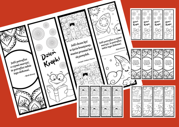 DZIEŃ KROPKI - zakładka do książek - zakładki - czarno-białe - wersja 2