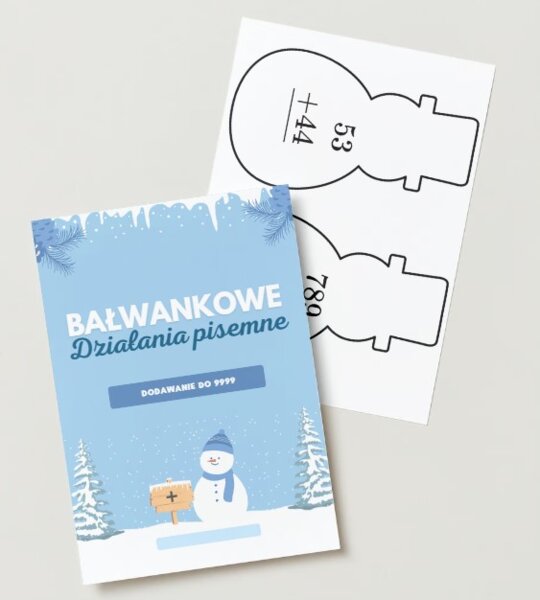 Bałwankowe działania pisemne - dodawanie do 9999