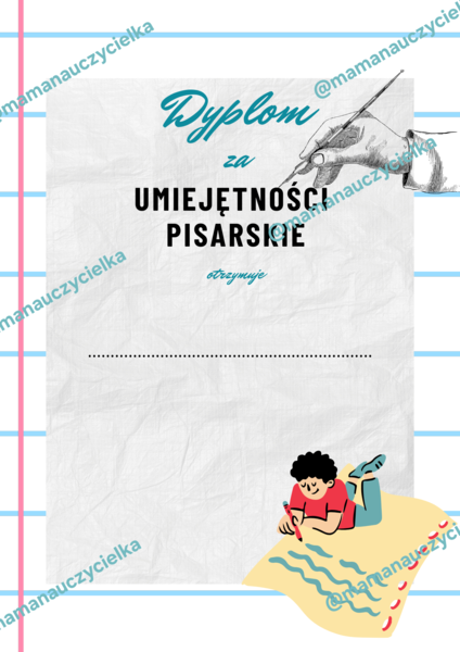 Dyplom za umiejętności pisarskie
