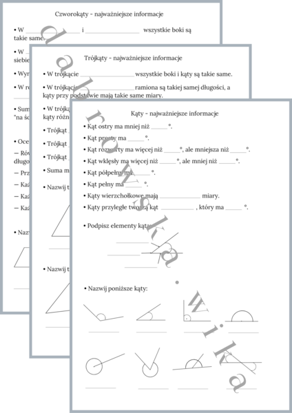 Figury geometryczne - informacje do uzupełnienia