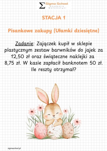 Wielkanocne Stacje Zadaniowe: Matematyczne Poszukiwania Zajączka - Klasa 5