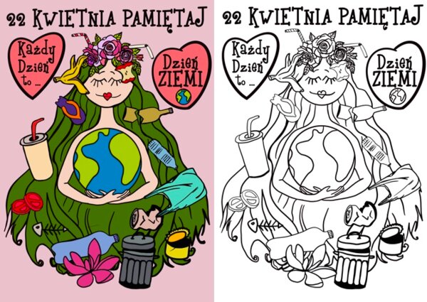 Dzień Ziemi - Ekologia - kolorowanka  a4 i xl - 9 części
