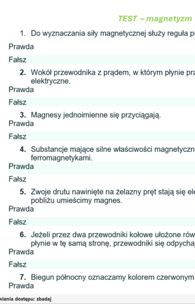 Test - magnetyzm