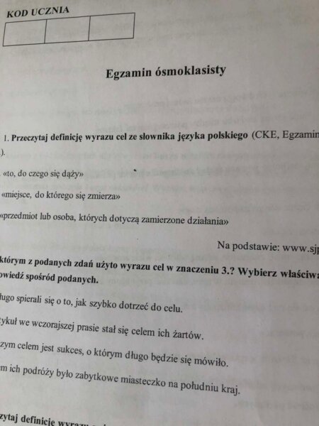 Egzamin ósmoklasisty - zadanie slownikowe