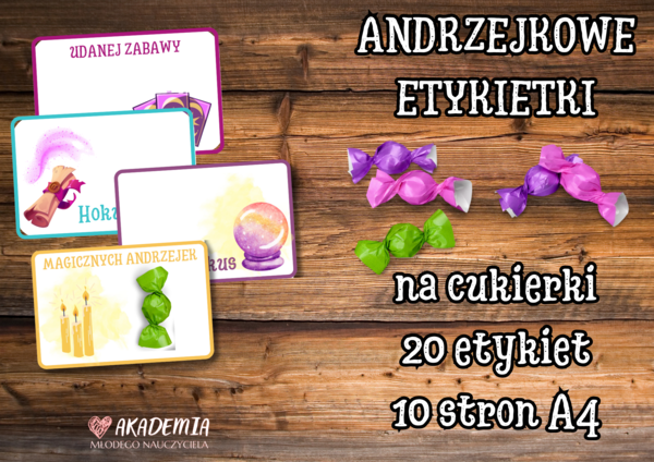 ANDRZEJKOWE ETYKIETY NA CUKIERKI