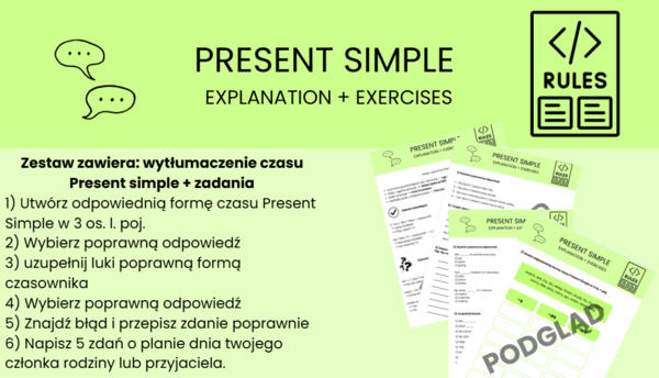 Present Simple - karta pracy wytłumaczenie + zadania
