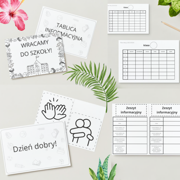 Wracamy do szkoły - zestaw dla nauczyciela i ucznia _ CZARNO-BIAŁY