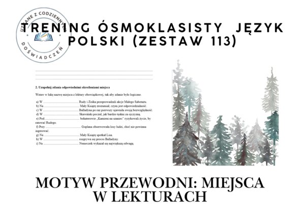 Trening ósmoklasisty – język polski (zestaw 113) Motyw przewodni: MIEJSCA W LEKTURACH