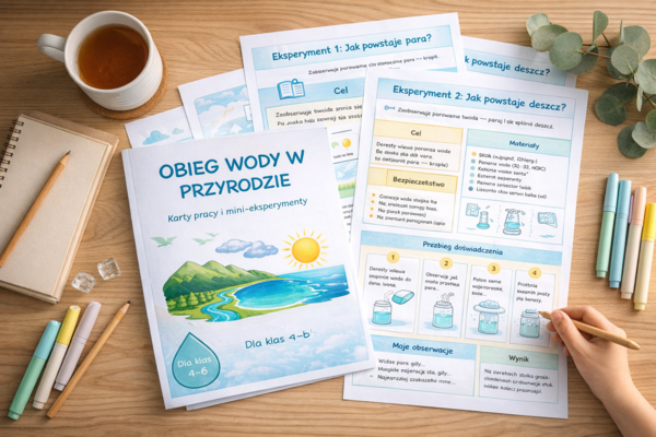 Obieg wody w przyrodzie – karty pracy i mini-eksperymenty