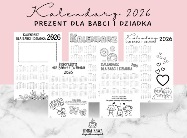 Kalendarz 2026 dla Babci i Dziadka - prezent