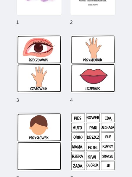 Gra ruchowa przypadki i części mowy