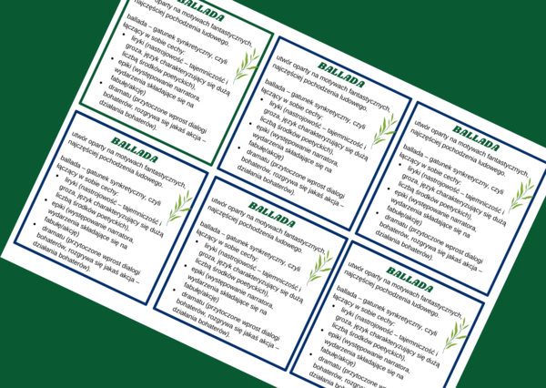 BALLADA – cechy – wklejka - gatunek synkretyczny