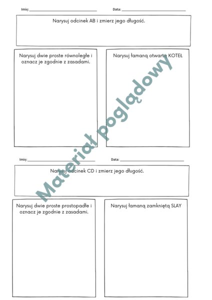 Proste, odcinki, łamana, kąty. Kartkówka // wejściówka // exit task